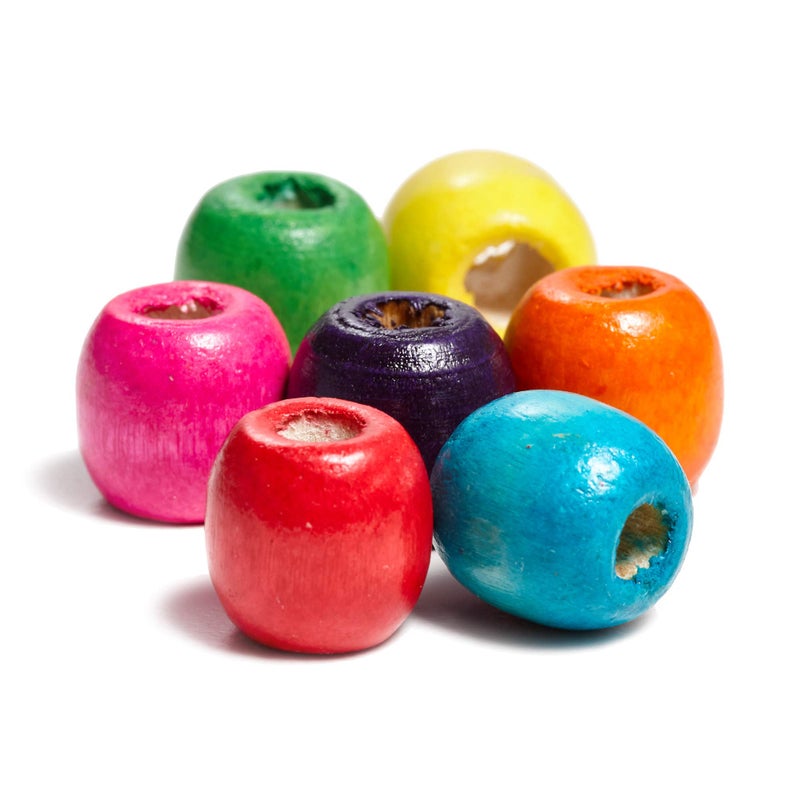 Craft Making Shop 200 Large Hole Wood Beads for Crafts and Macrame 17mm x 14mm Barrel Hair Beads with 8mm Large Hole Multicolor Assortment, 200 Count - Image 1